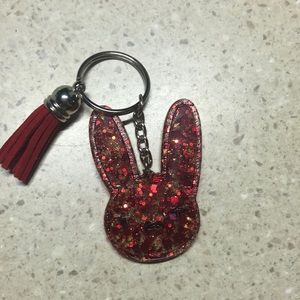Red glittered Bunny Keychain
